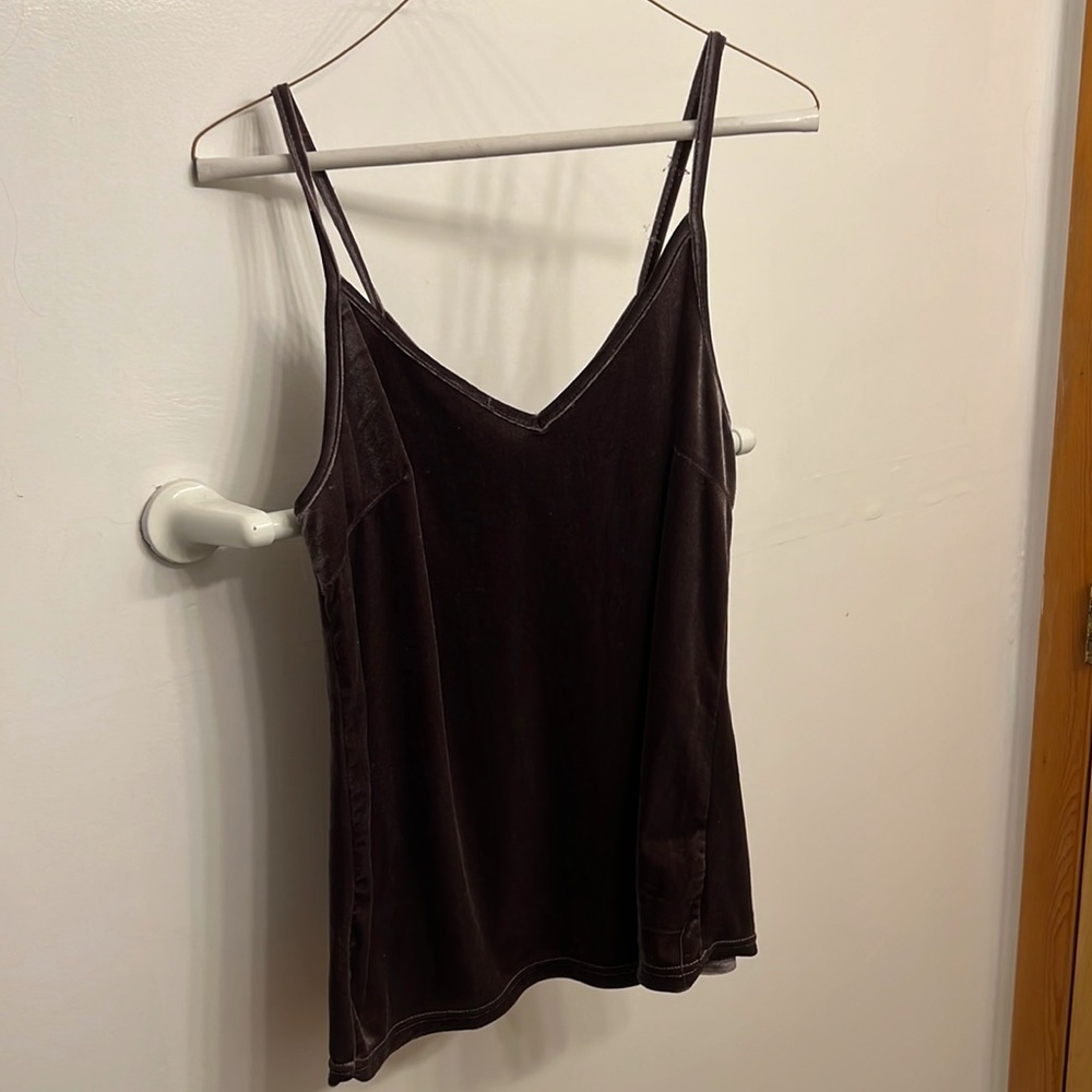 Dark purple velvet tank top, size large
